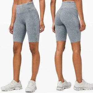 Lululemon Womens Asphalt Gray Dye High Rise fast and free Bike Shorts 8